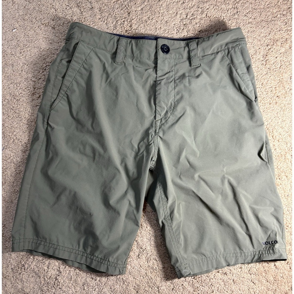 Volcom Frickin Cross Shred Shorts Men 30 Olive Green Hybrid Moisture Wicking